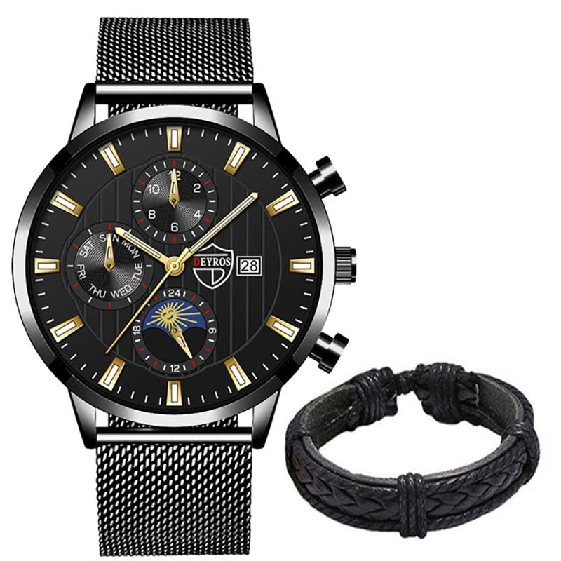 uhren herren Luxus Neue Herren Business Uhren Edelstahl Mesh Gürtel Quarz Armbanduhr Männer Sport Armband Casual Leucht Uhr Uhr